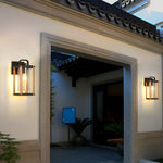 Lantern Shaped Waterproof Glass Black Industrial Outdoor Wall Sconce Lighting - Lamp Outdoor