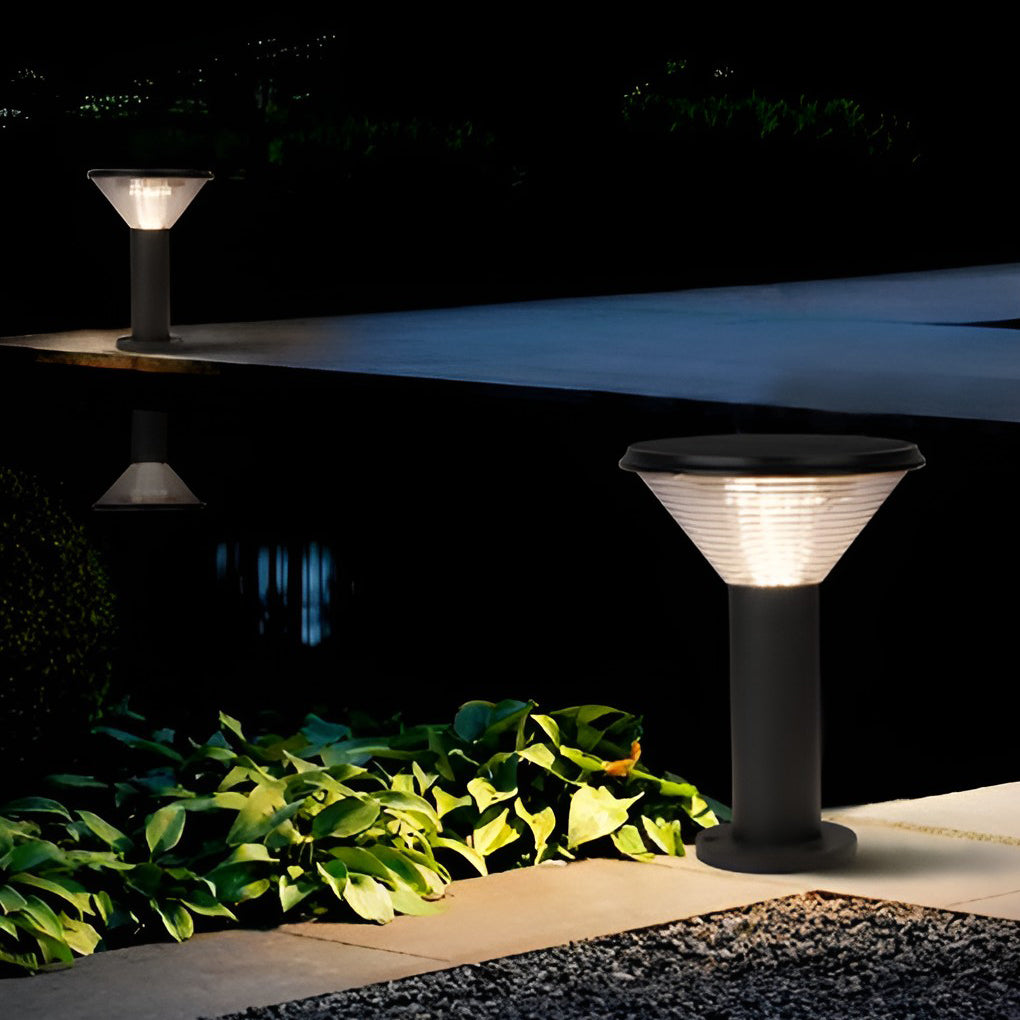 Contemporary Tapered Solar LED Pathway Light Black Cylindrical Outdoor Lighting - Lamp Outdoor
