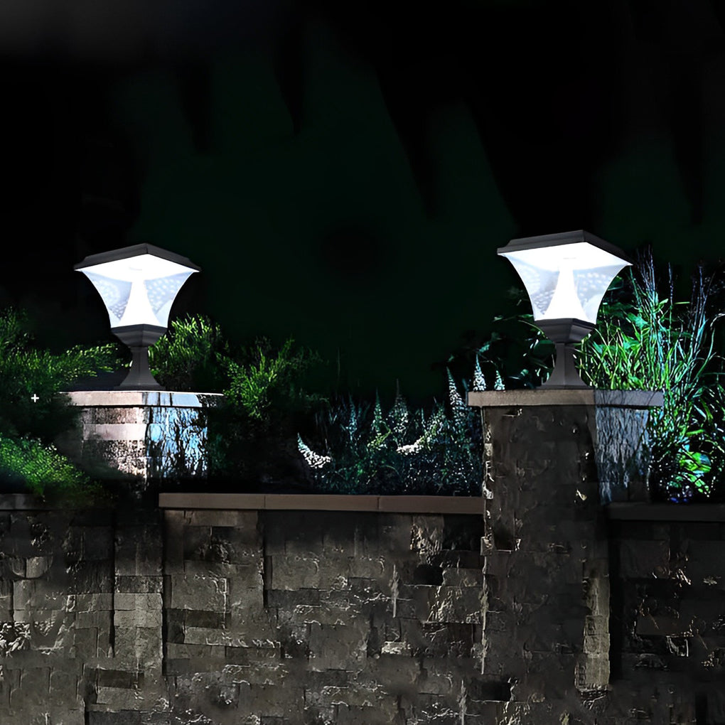 Creative Square LED Waterproof Black Retro Solar Fence Post Lights - Lamp Outdoor