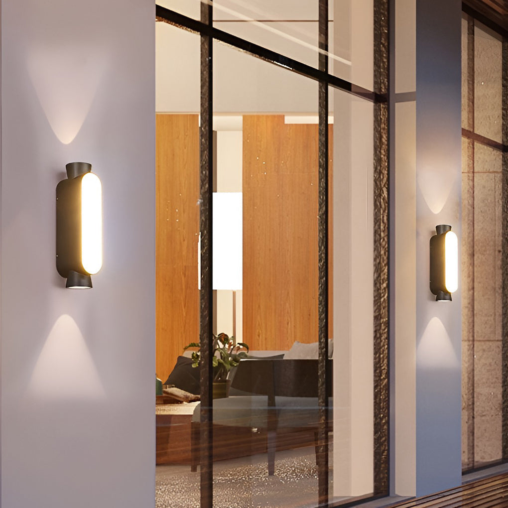 Waterproof LED Up and Down Lights Black Modern Outdoor Wall Sconce Lighting - Lamp Outdoor