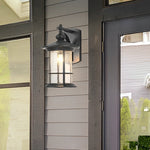 Retro Aluminum Glass LED Waterproof Black American Garden Wall Lamp - Lamp Outdoor