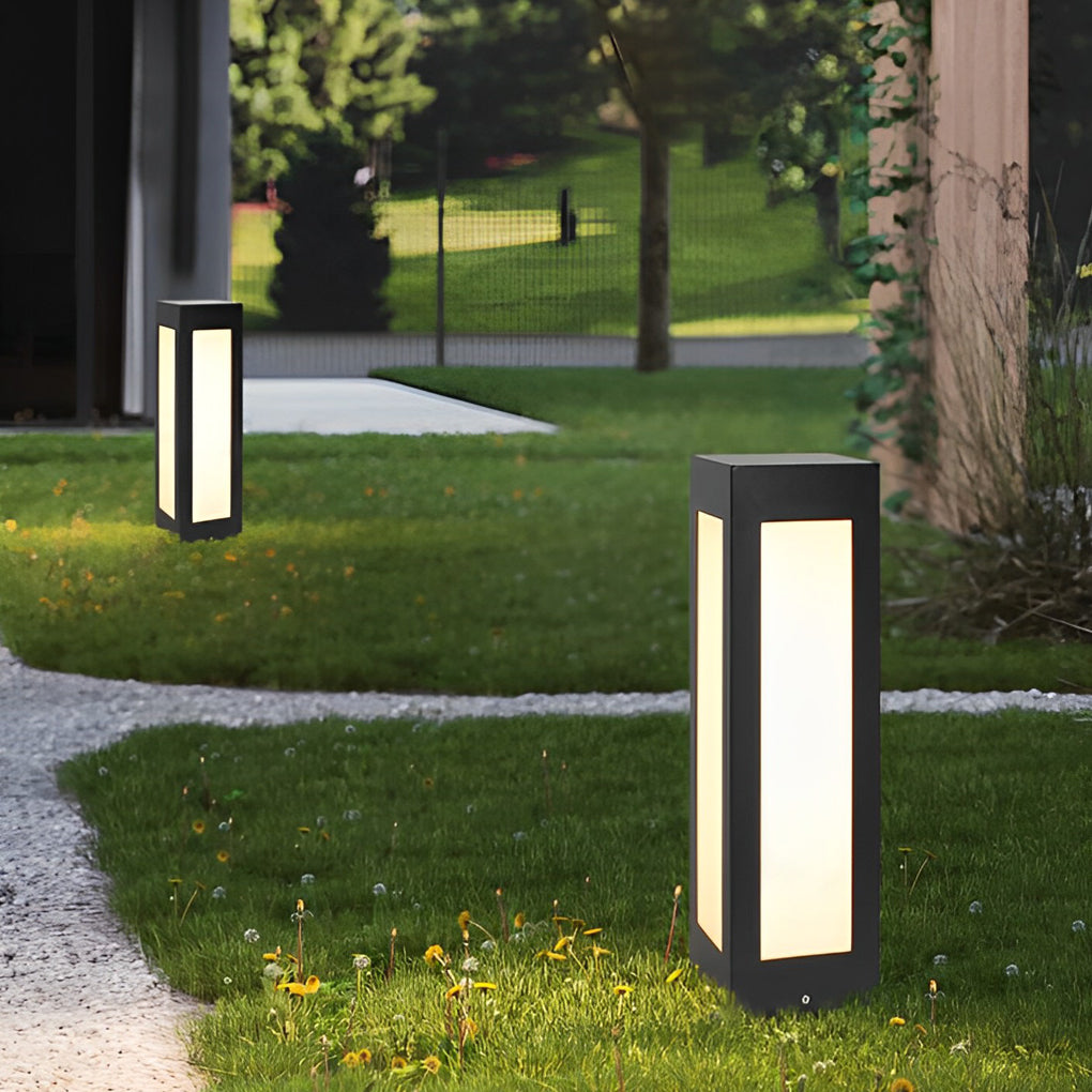 Modern Black Solar Bollard Lights Automatic, Waterproof LED Outdoor Lighting - Lamp Outdoor