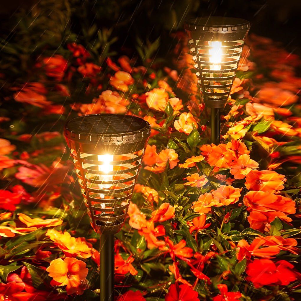 Open Multi-Ring Cone Shape Solar LED Garden Pathway Lights - Lamp Outdoor