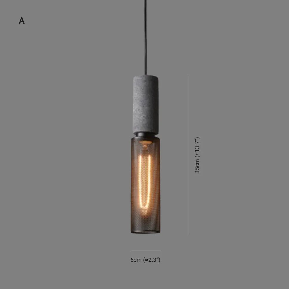 Xenith Industrial Cylindrical Pendant Light, Cement/Metal - Lamp Outdoor