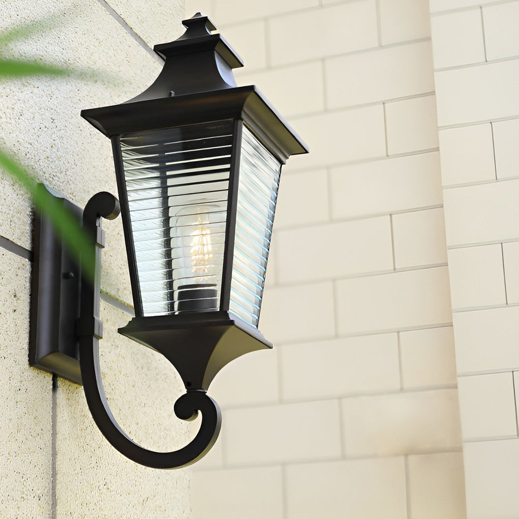 Retro Waterproof Creative Stripes Glass Shade Modern Outdoor Wall Light - Lamp Outdoor