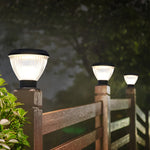 Round LED Fast Charging Black Modern Solar Post Caps Lights Pillar Light - Lamp Outdoor