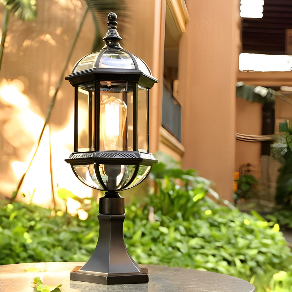 Elegant Black Retro Outdoor Post Lights Waterproof Metal and Glass Fence Lighting - Lamp Outdoor