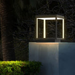 Modern Open Frame Square LED Solar Pier-Mounted Outdoor Post Light - Lamp Outdoor