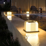 Square Creative LED Waterproof PE Shade Modern Solar Fence Post Lights - Lamp Outdoor