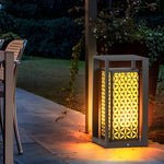 Floral Pattern LED Lawn Lamp Unique Modern Pathway Lights Black - Lamp Outdoor