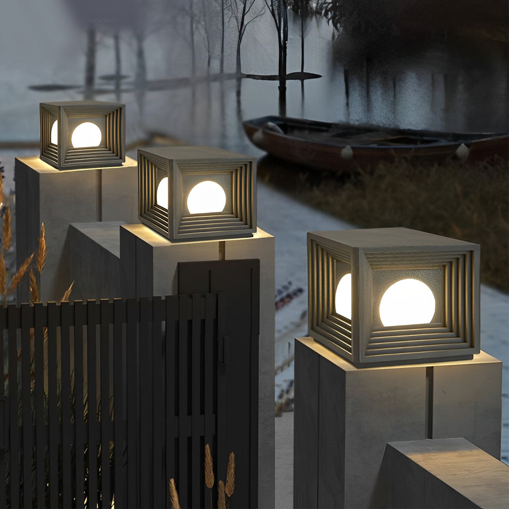 Waterproof Square Creative LED Black Modern Solar Fence Post Lights - Lamp Outdoor