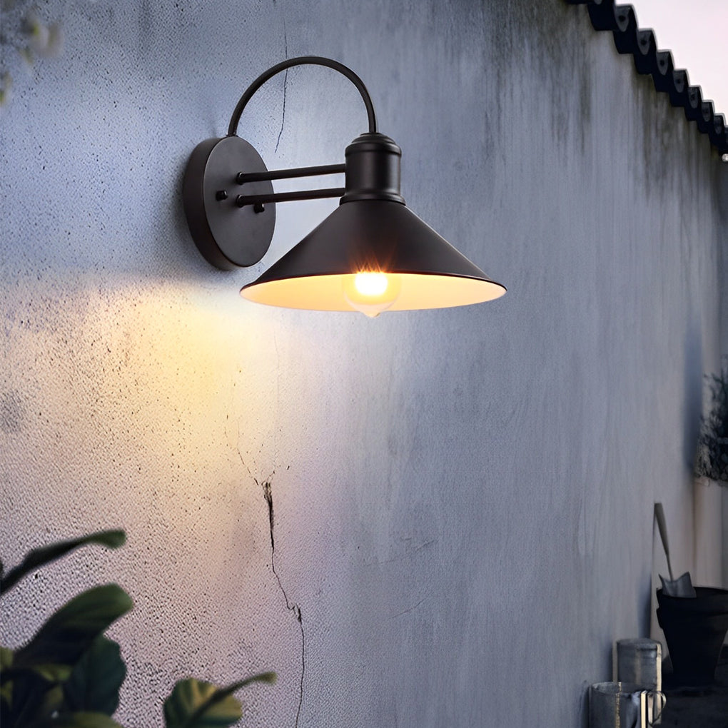 Retro Conical Iron Waterproof Industrial Style Outdoor Wall Lamp Exterior Lights - Lamp Outdoor