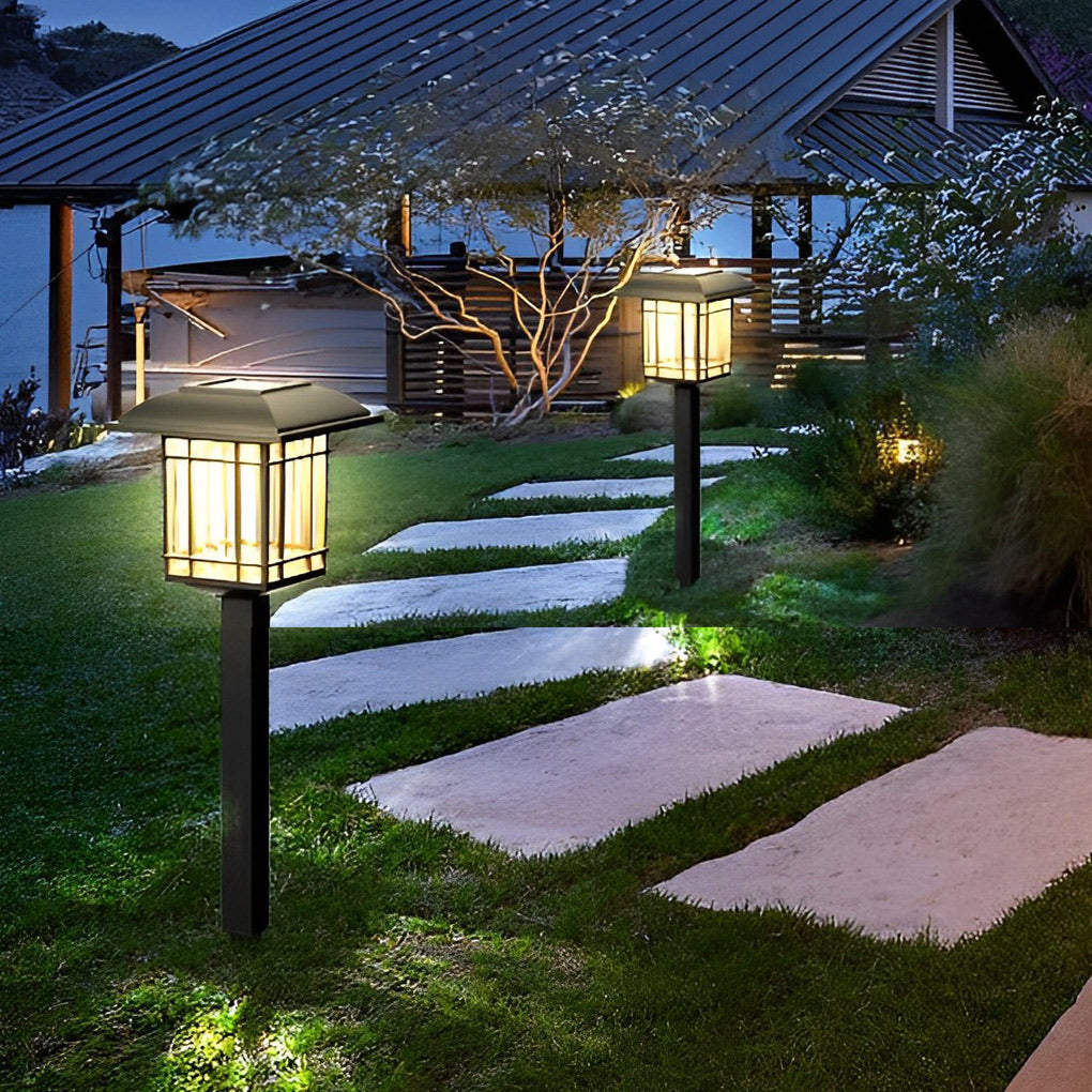 Vintage-Modern Solar Square Lawn Lights Waterproof, Durable Outdoor Lighting - Lamp Outdoor