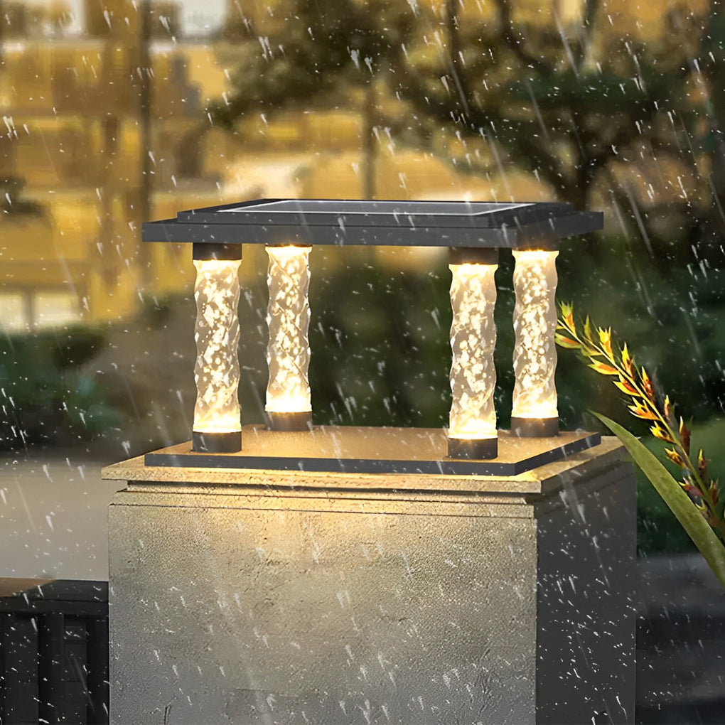 Bubbles Lamppost Square Waterproof LED Modern Solar Post Caps Lights - Lamp Outdoor