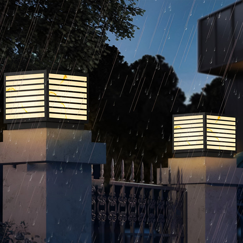 Square IP65 Waterproof LED Solar Modern Outdoor Deck Post Lights Pillar Light - Lamp Outdoor