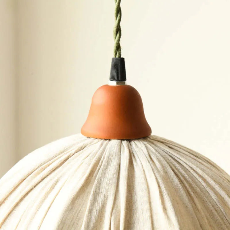 Haloa Vintage Pendant Light Beige, Fabric - Lamp Outdoor