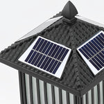Retro Scenery Waterproof LED Black Vintage Solar Fence Post Lights - Lamp Outdoor