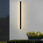 Minimalist Long Linear LED Waterproof Black Modern Solar Wall Sconce Lighting - Lamp Outdoor