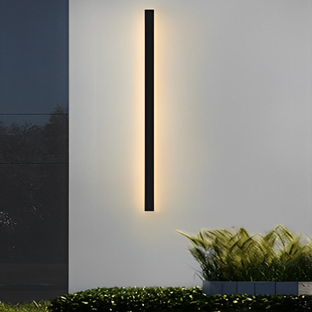 Minimalist Long Linear LED Waterproof Black Modern Solar Wall Sconce Lighting - Lamp Outdoor