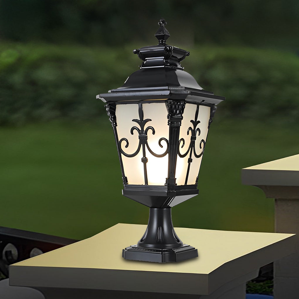 Retro Pattern Waterproof LED European Style Solar Fence Post Lights - Lamp Outdoor