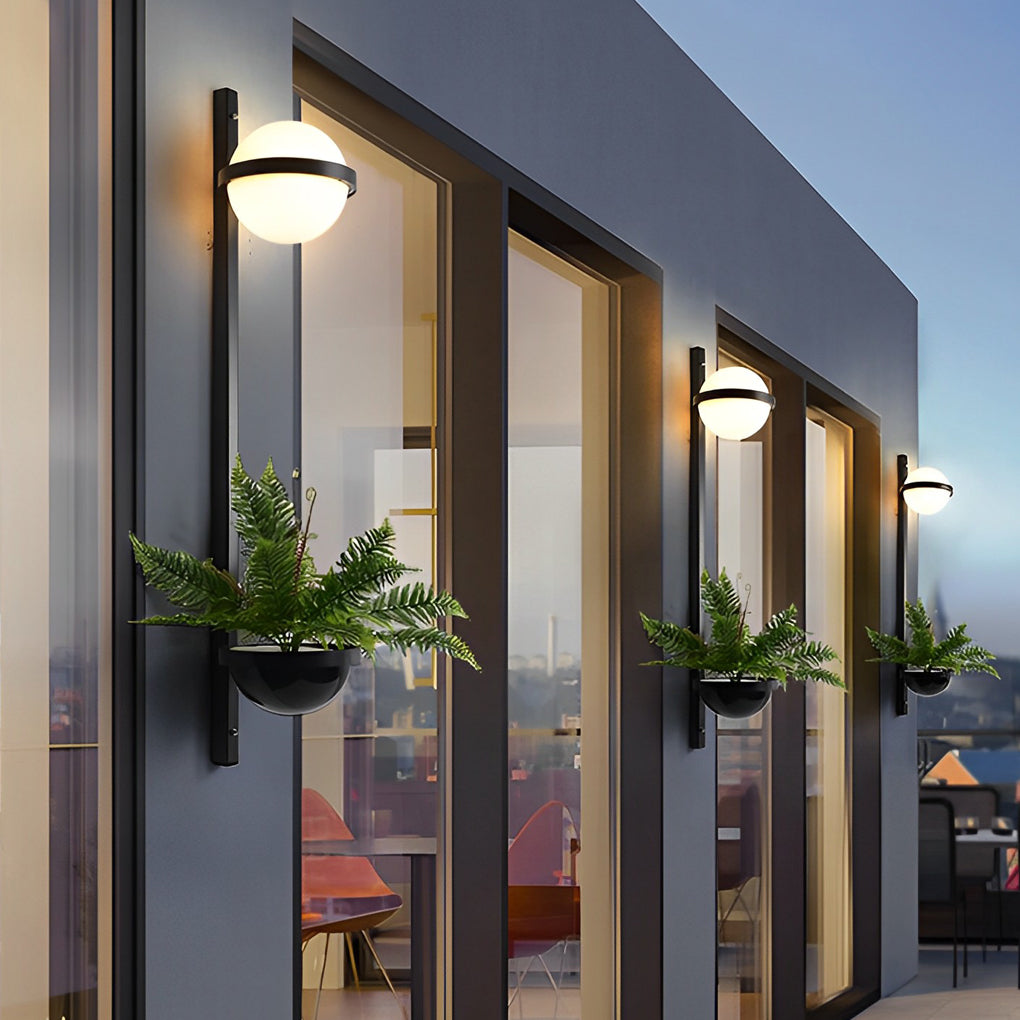 Creative Flowerpot Ball Waterproof LED Black Modern Outdoor Wall Light - Lamp Outdoor