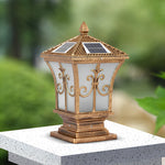 Vintage Pattern Waterproof Automatic Solar Powered Fence Post Lights - Lamp Outdoor