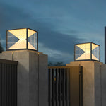 Square Creative Hourglass Shape LED Waterproof Solar Fence Post Lights - Lamp Outdoor