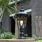 Round Bubble Glass Waterproof Black European Style Outdoor Pillar Lamp - Lamp Outdoor