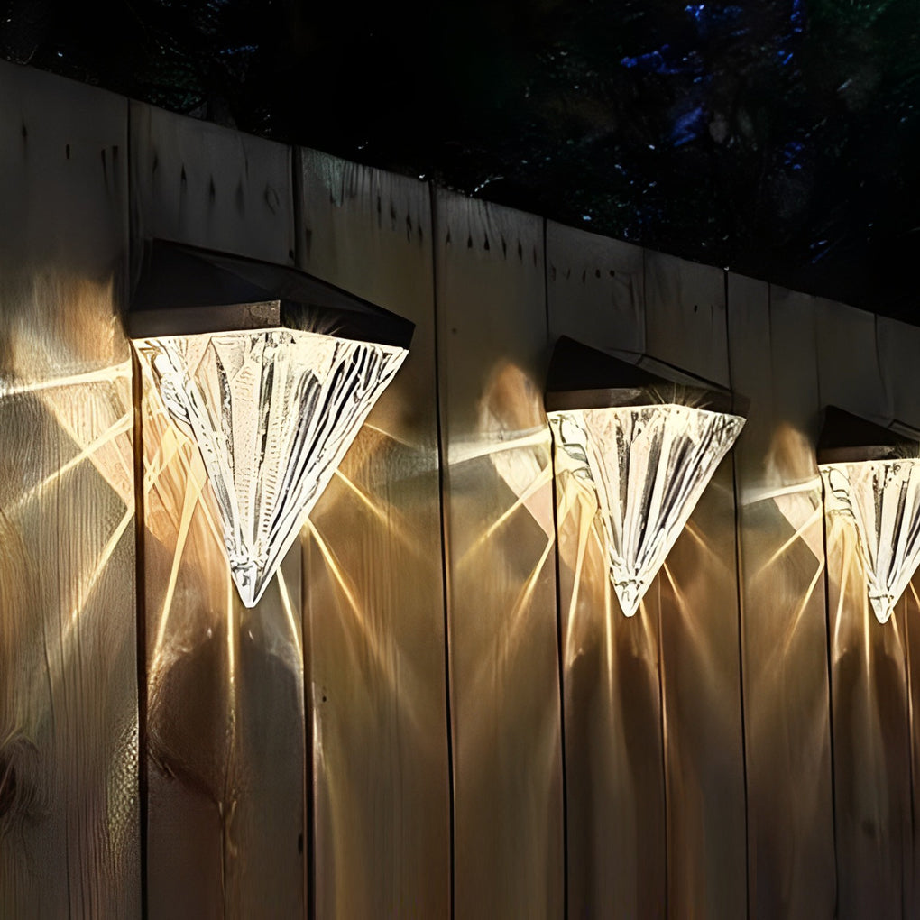 2PCS Geometric LED Waterproof Black Solar Wall Lamp Outdoor Wall Lights Fixture - Lamp Outdoor
