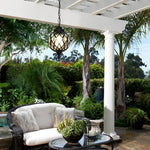 1-Light Tea Glass Globe Outdoor Pendant Lights Outside Haning Lantern Chandelier - Lamp Outdoor