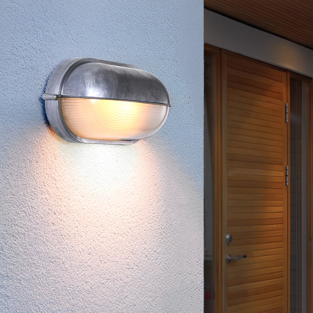 Round Oval Cast Aluminum Glass Waterproof Retro Industrial Wall Lamp - Lamp Outdoor