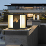 Waterproof LED Mountain Scenery Black Modern Solar Post Caps Lights - Lamp Outdoor