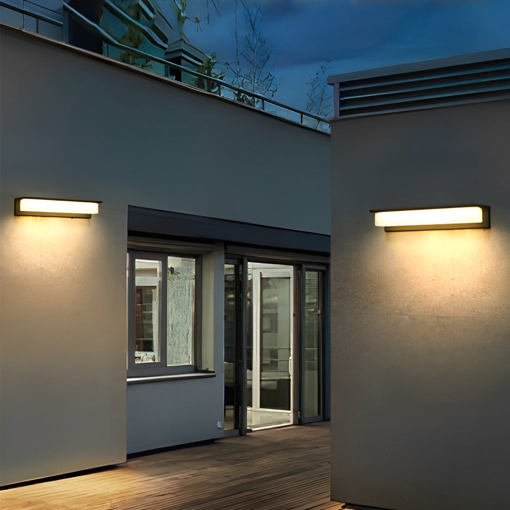 Minimalist Rectangular Waterproof LED Modern Solar Wall Lamp Exterior Lights - Lamp Outdoor