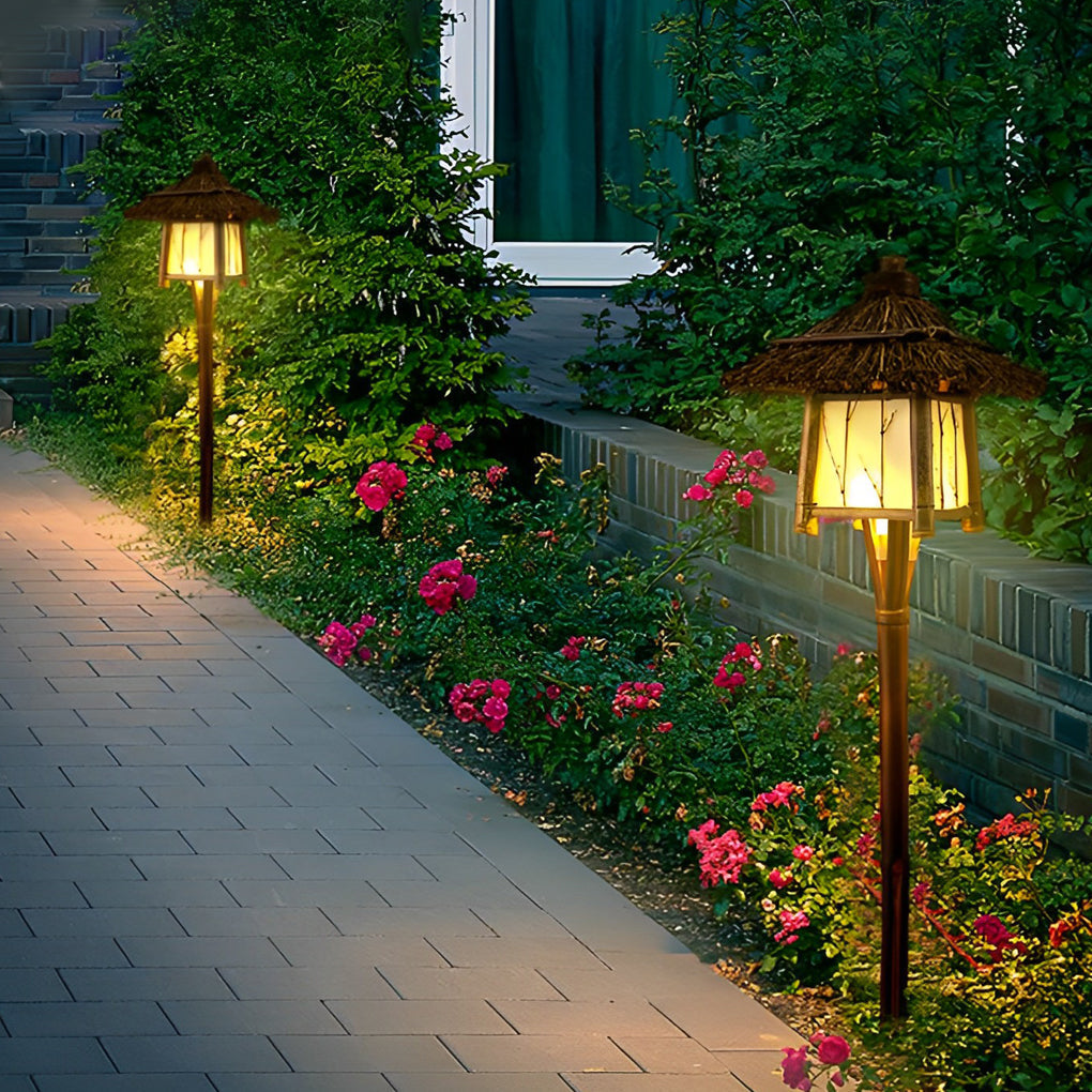 Branch Pattern Bamboo Style Lantern Versatile Outdoor Hanging and Post Light - Lamp Outdoor