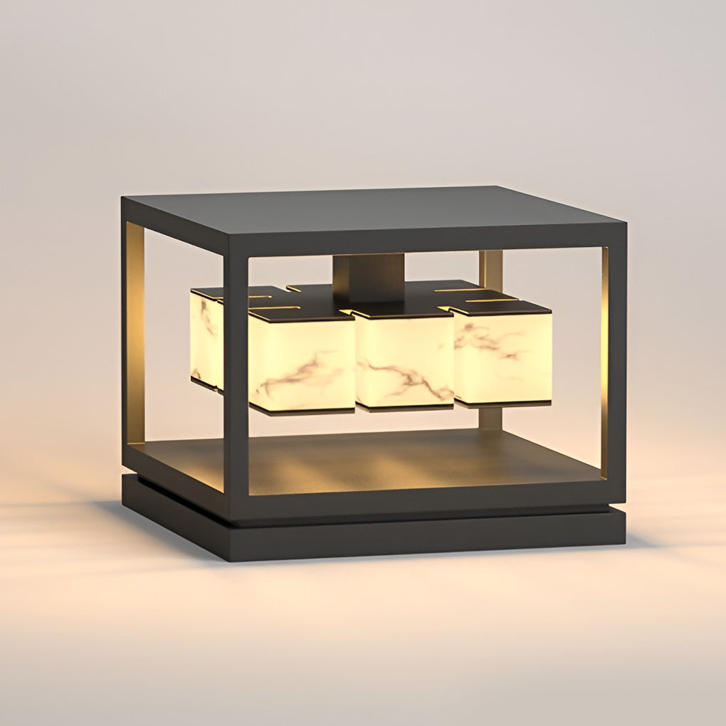 Square LED Waterproof Modern Solar Deck Post Lights Pillar Light Post Caps Lights - Lamp Outdoor