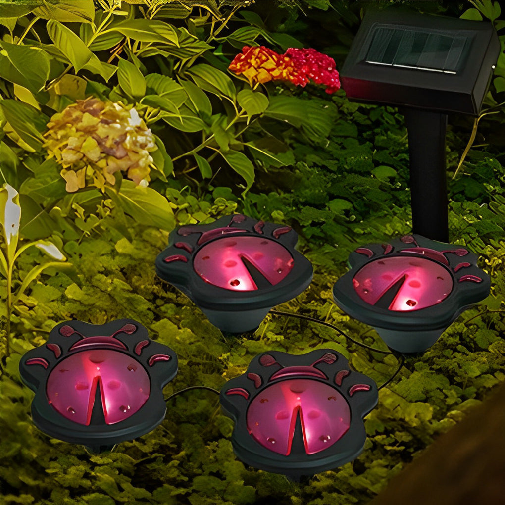 Waterproof 4 Resin Birds Snails Butterflies Ladybugs Solar Garden Lights - Lamp Outdoor