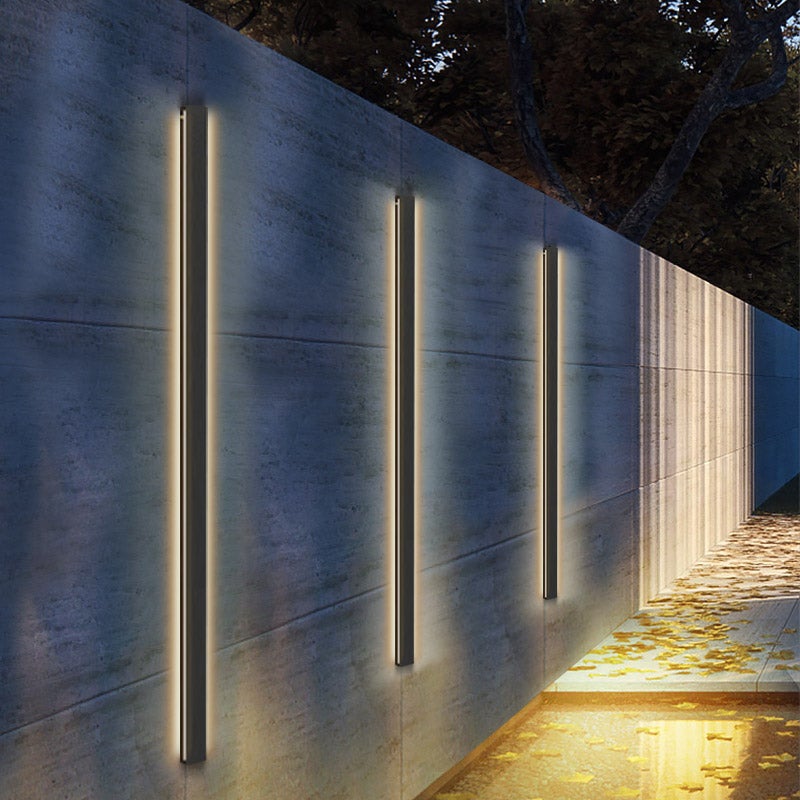 LED Long Linear Metal Waterproof Black Minimalist Outdoor Wall Lights - Lamp Outdoor