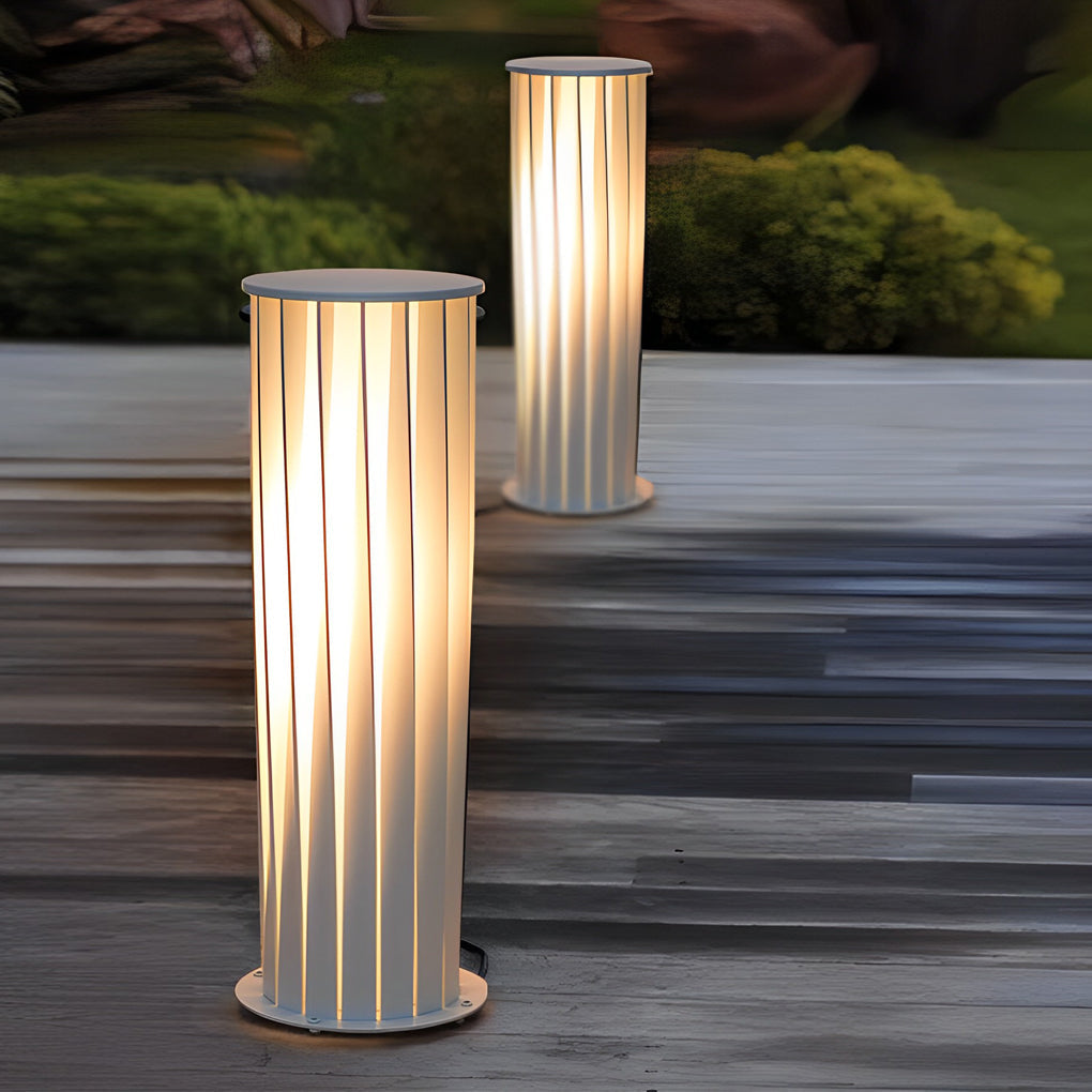 Twisted Metal Lantern LED Waterproof White Modern Solar Lawn Lights - Lamp Outdoor