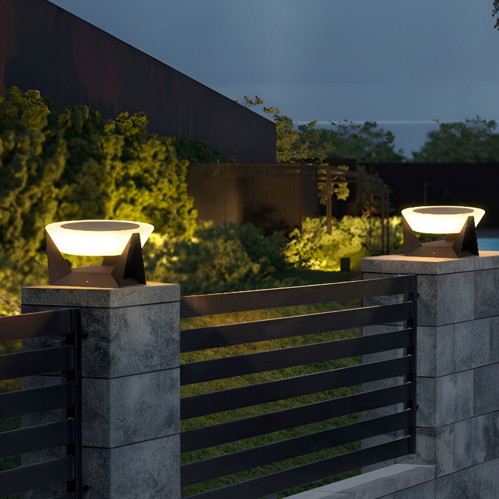 Waterproof LED Gray Modern Outdoor Solar Deck Post Lights Pillar Light - Lamp Outdoor