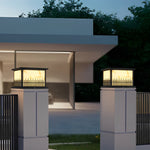 Square Waterproof 3 Step Dimming Black Retro Solar Fence Post Lights - Lamp Outdoor