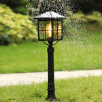 Retro Black Solar & Hardwired Outdoor Pavilion-Inspired Lawn Lamp - Lamp Outdoor