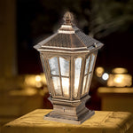 Retro Pavilion Shape Waterproof LED Solar Powered Fence Post Lights - Lamp Outdoor