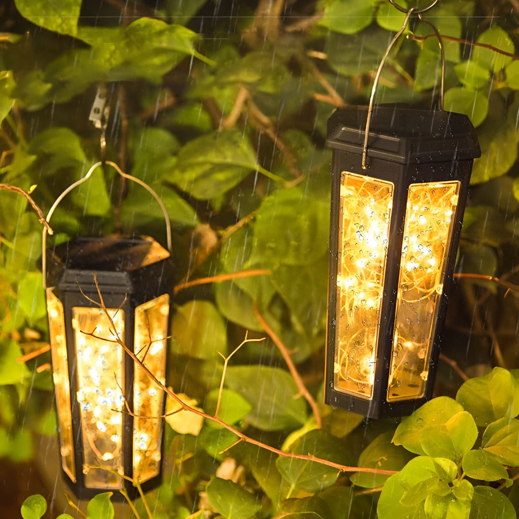 2Pcs Hexagonal LED String Lights Solar Lawn Lights With Motion Sensor - Lamp Outdoor