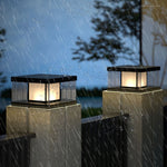 Waterproof IP65 LED Glass Acrylic Black Modern Solar Fence Post Lights - Lamp Outdoor