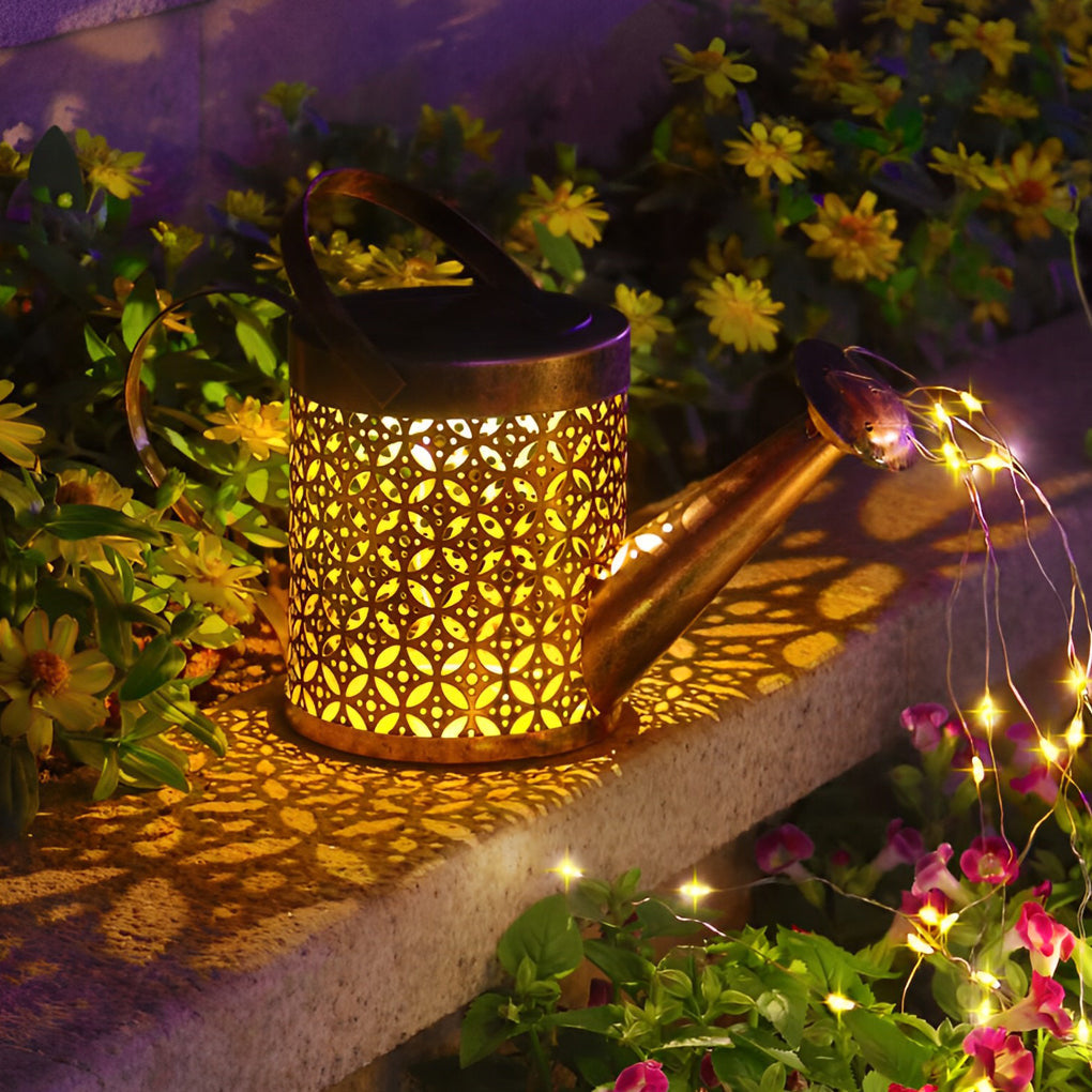 Iron Kettle Shower LED Solar Garden Light Unique and Efficient Outdoor Illumination - Lamp Outdoor