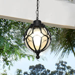 Glass Ball Aluminum Waterproof American Style Outdoor Chandelier Light - Lamp Outdoor