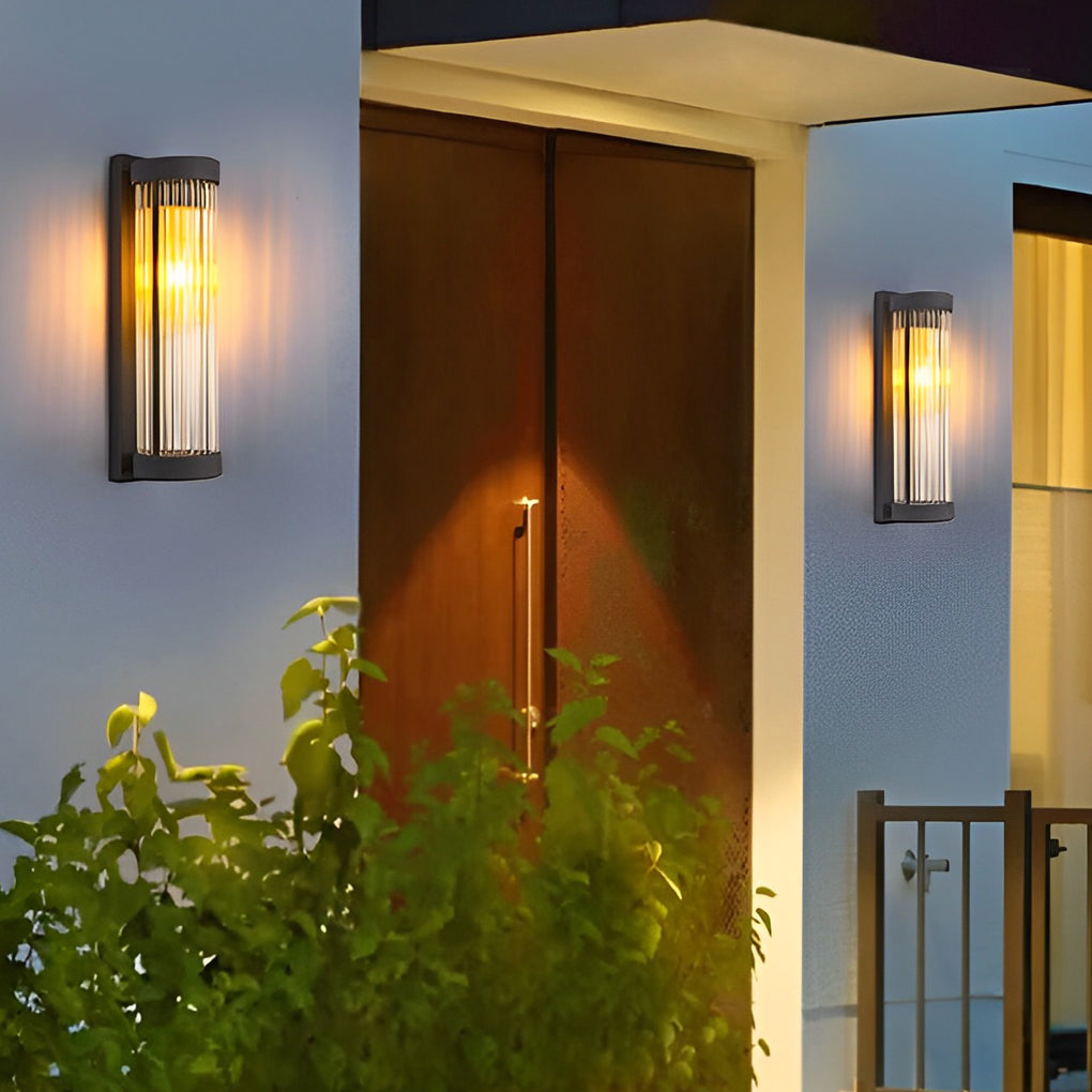 Creative Glass Waterproof LED Black Modern Solar Wall Lamp Exterior Lights - Lamp Outdoor