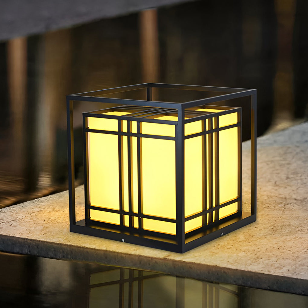 Retro Square Waterproof LED Black Modern Outdoor Post Caps Lights - Lamp Outdoor