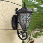Retro Pattern Waterproof Black American Style Solar Powered Wall Lamp - Lamp Outdoor