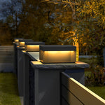Square LED Hardwired/Solar Outdoor Pier Mount Lantern Post Light Black - Lamp Outdoor
